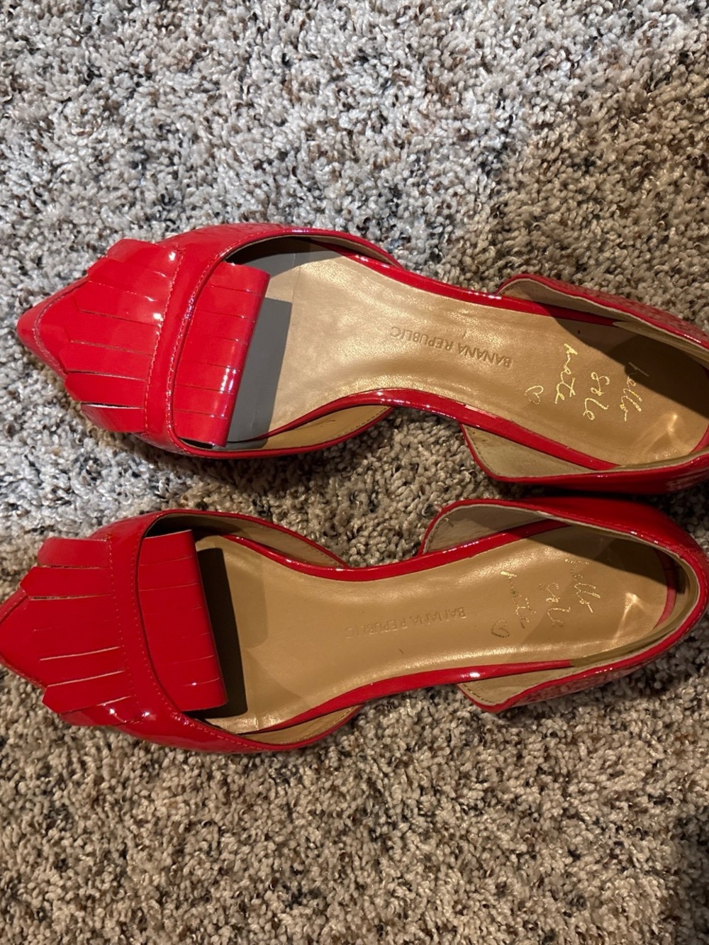 Banana Republic Red Patent Pointed D'Orsay Fringe Flats